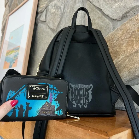 Loungefly Disney Hocus Pocus Binx Pocket Mini Backpack & Wallet Set - Picture 5 of 8